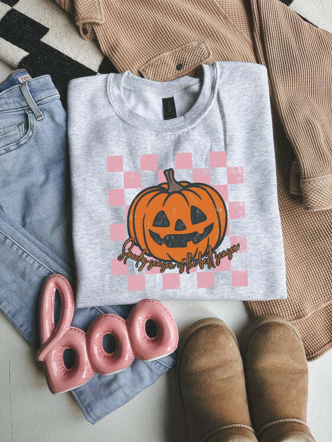 Pink Checkered Pumpkin Crew
