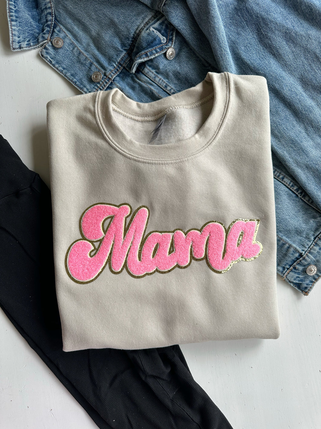 Chenille Mama Patch Crewneck